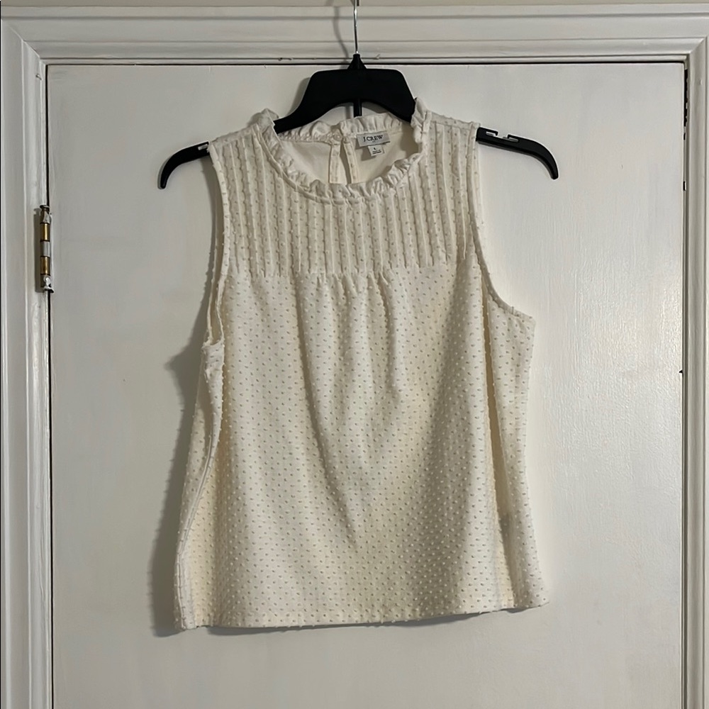JCrew Factory Cream Clip Dot Tank with Bib Collar